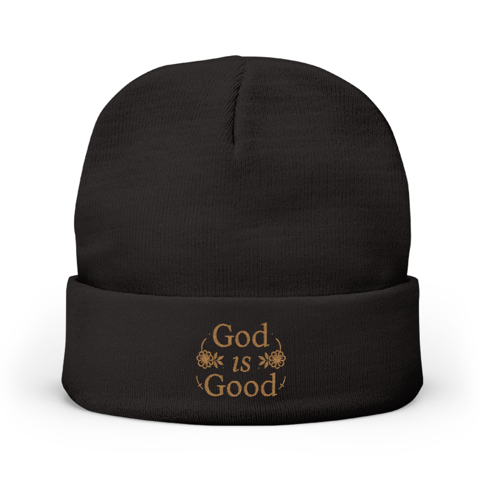 God Is Good Embroidered Knit Beanie
