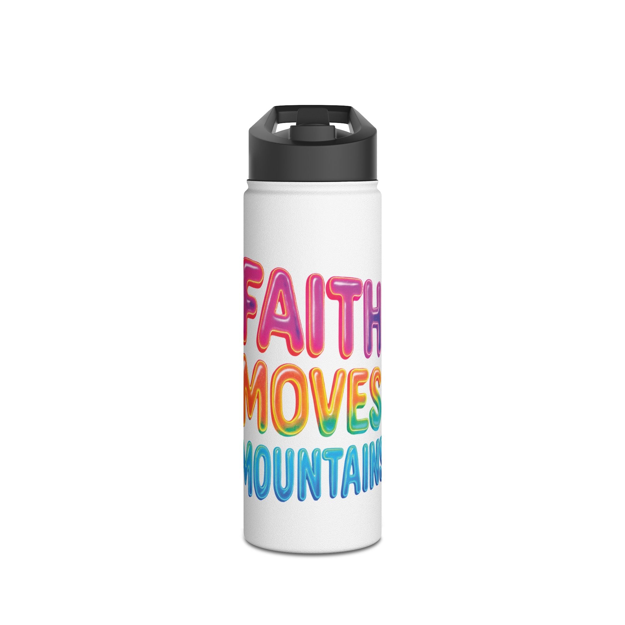 "Faith moves mountains" Stainless Steel Water Bottle - You Are Enough | Eco-Friendly Hydration, Fitness, Gift for Wellness, Inspirational Travel