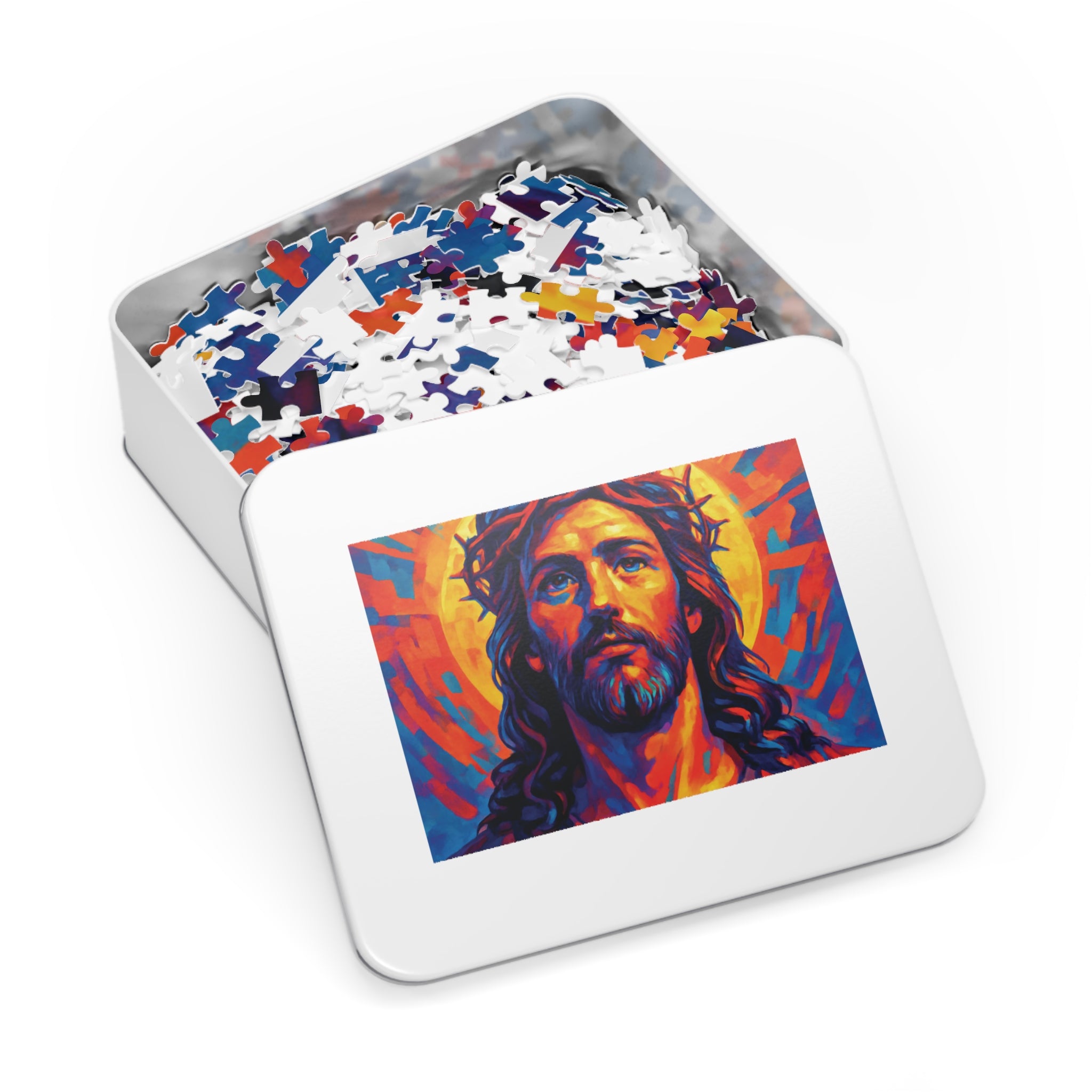 Vibrant Jesus Puzzle, Jigsaw Puzzle Gift, Religious Home Decor, Spiritual Activity, Family Game Night, Educational Fun