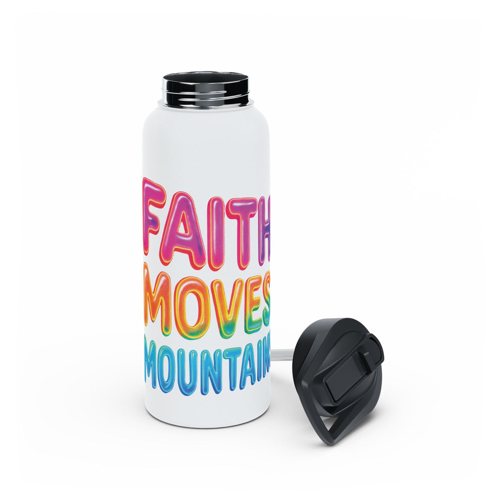 "Faith moves mountains" Stainless Steel Water Bottle - You Are Enough | Eco-Friendly Hydration, Fitness, Gift for Wellness, Inspirational Travel