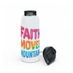 "Faith moves mountains" Stainless Steel Water Bottle - You Are Enough | Eco-Friendly Hydration, Fitness, Gift for Wellness, Inspirational Travel