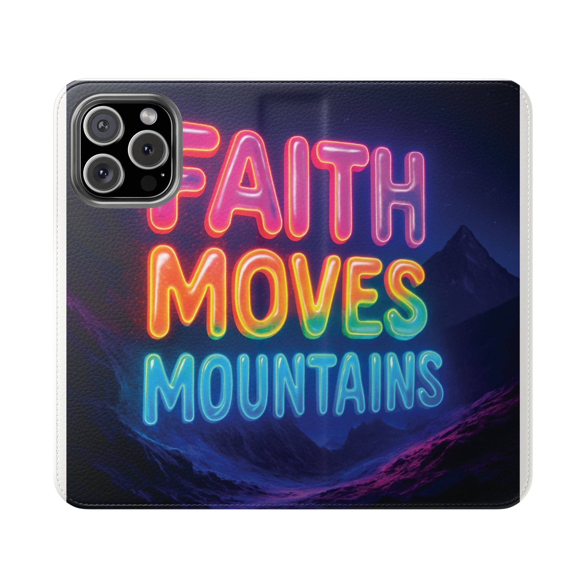 Vibrant Faith Flip Cases with Neon Design, Perfect for Gifts, Inspirational Phone Cover, Trendy Accessory, Motivational Quote Case