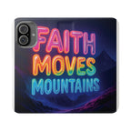 Vibrant Faith Flip Cases with Neon Design, Perfect for Gifts, Inspirational Phone Cover, Trendy Accessory, Motivational Quote Case