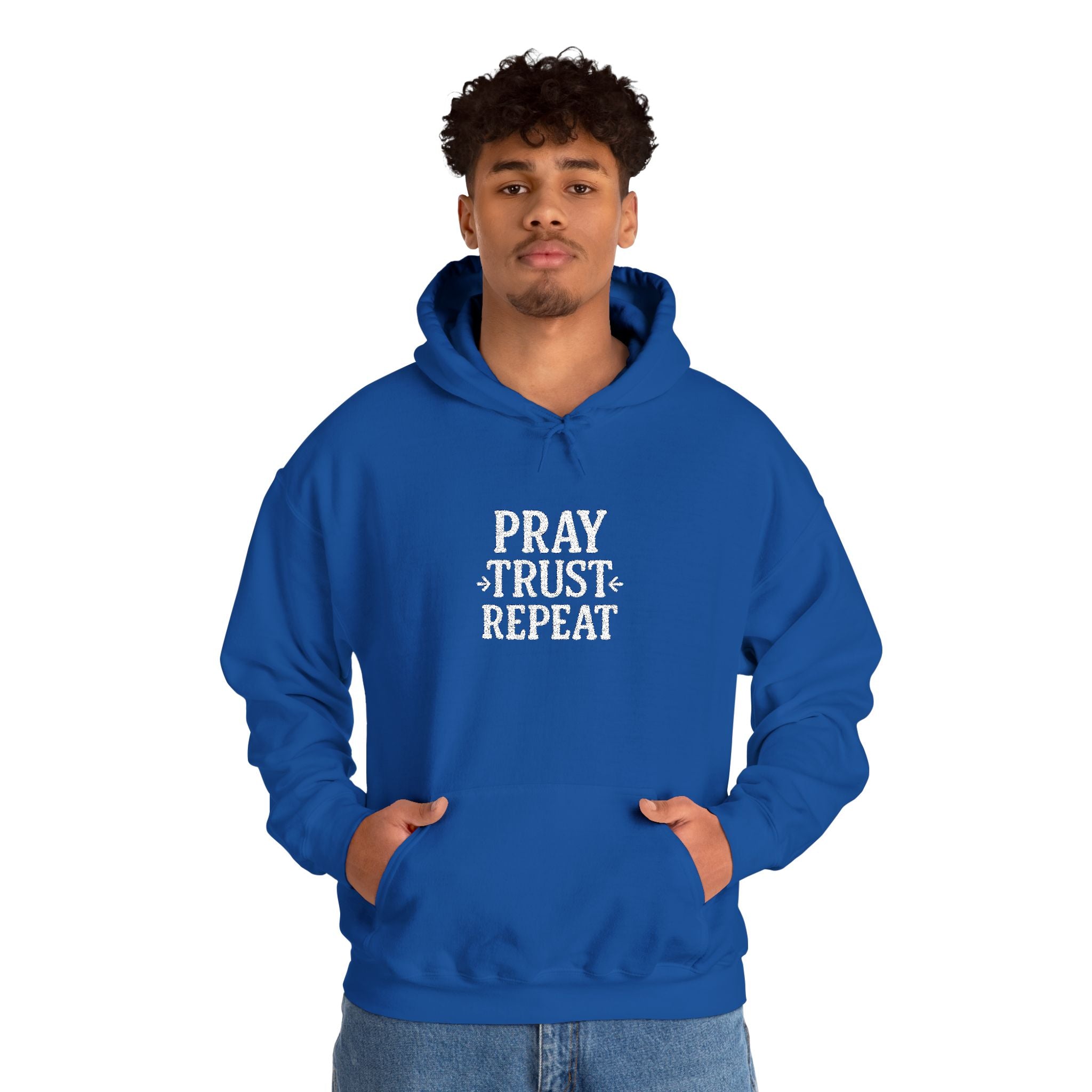 Pray Trust Repeat Hoodie — Inspirational Faith Sweatshirt