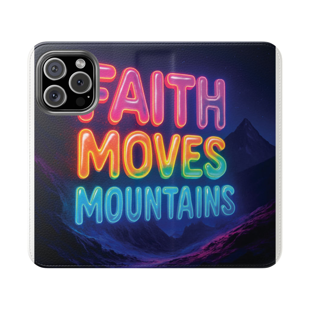Vibrant Faith Flip Cases with Neon Design, Perfect for Gifts, Inspirational Phone Cover, Trendy Accessory, Motivational Quote Case
