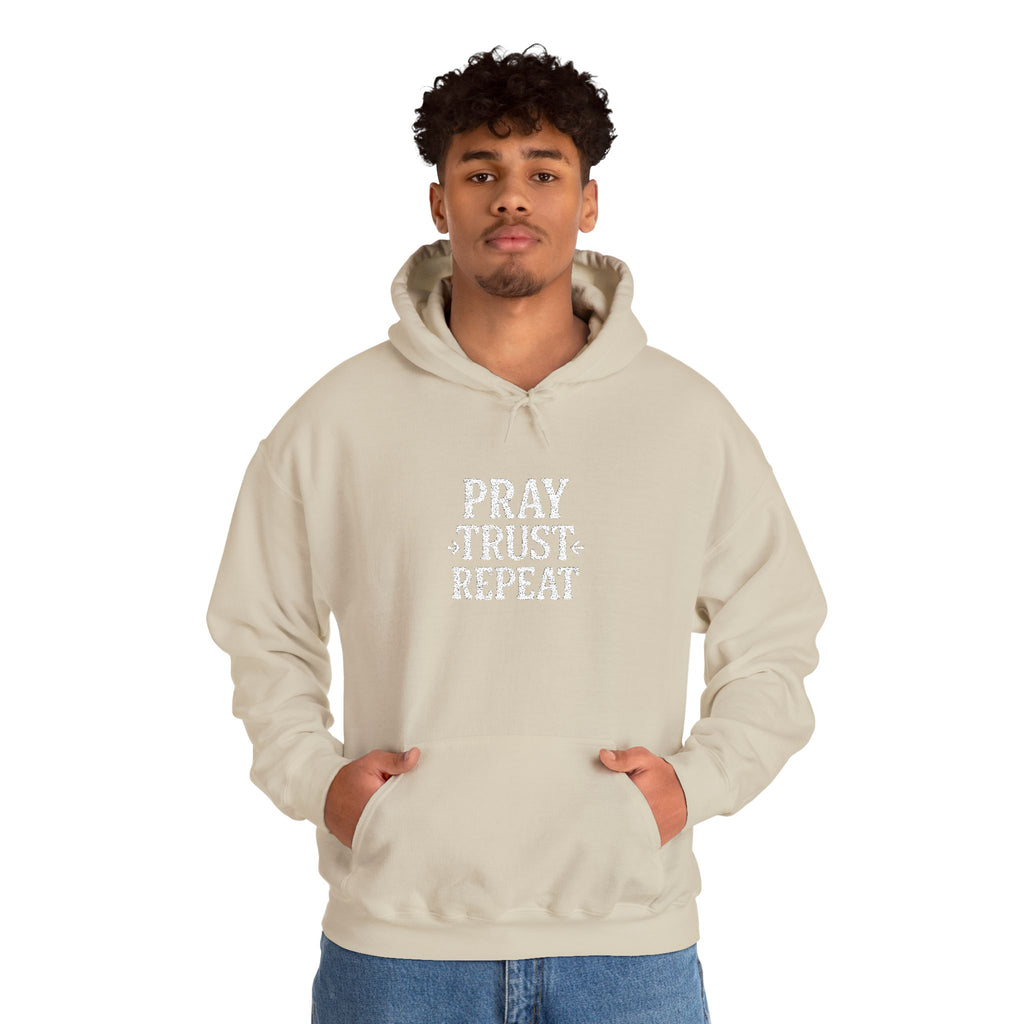 Pray Trust Repeat Hoodie — Inspirational Faith Sweatshirt