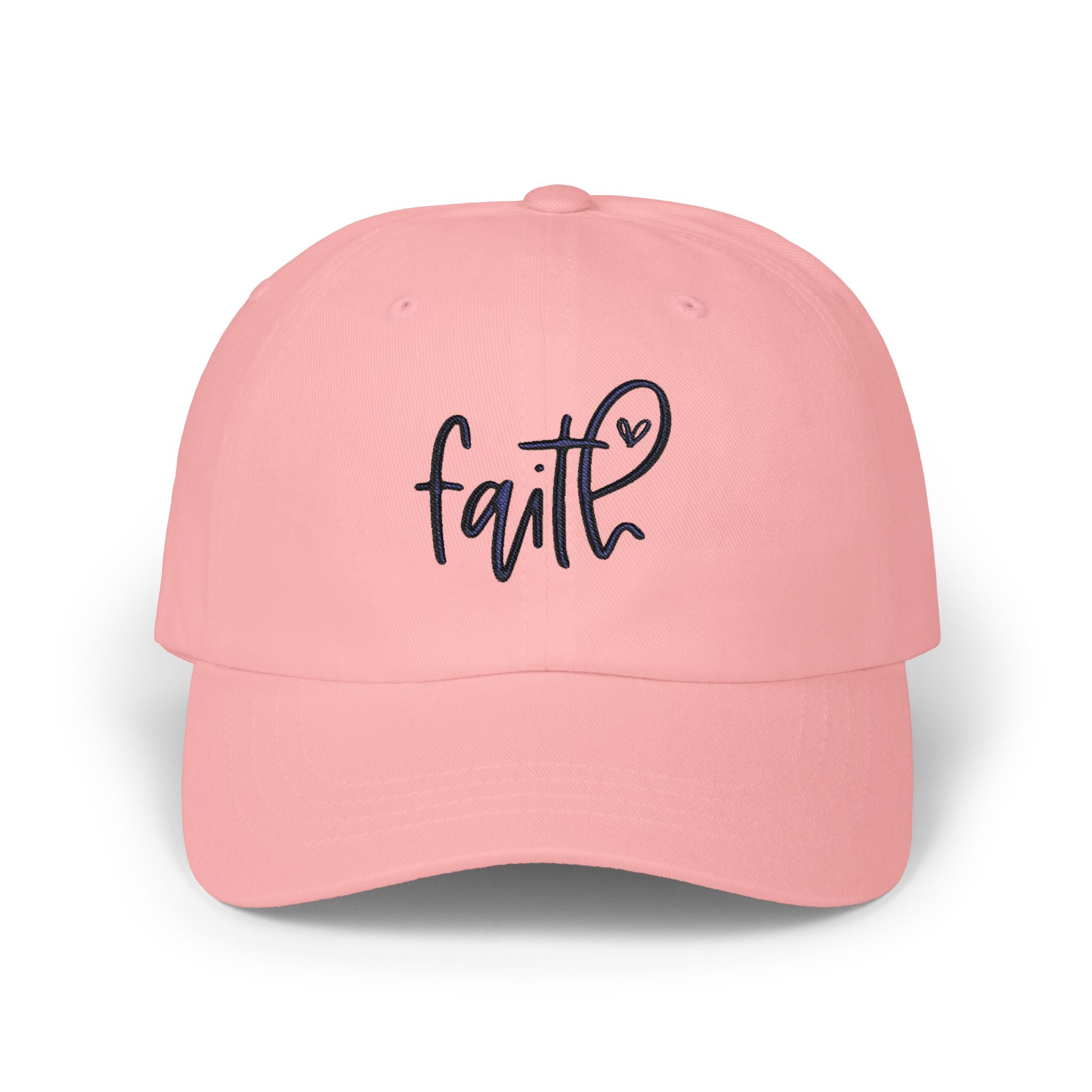 Faith Script Dad Cap — Embroidered Heart Faith Baseball Hat