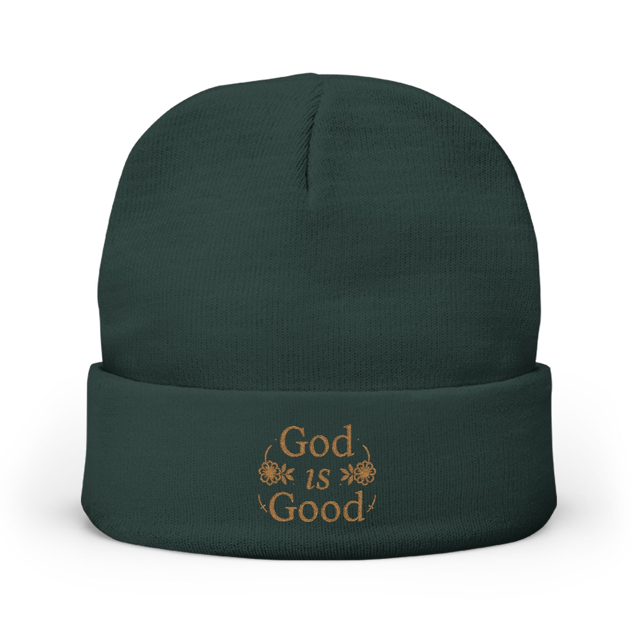 God Is Good Embroidered Knit Beanie