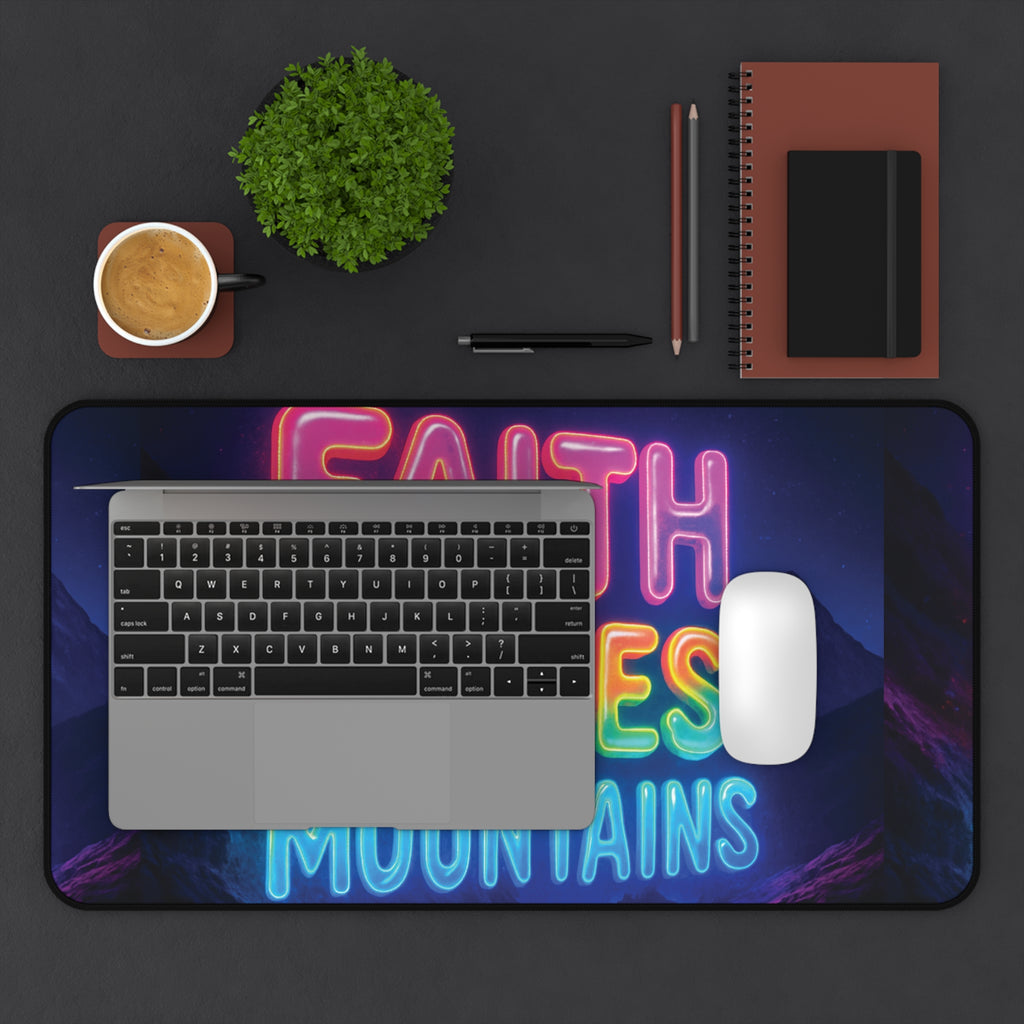 "Faith moves mountains" desk mat