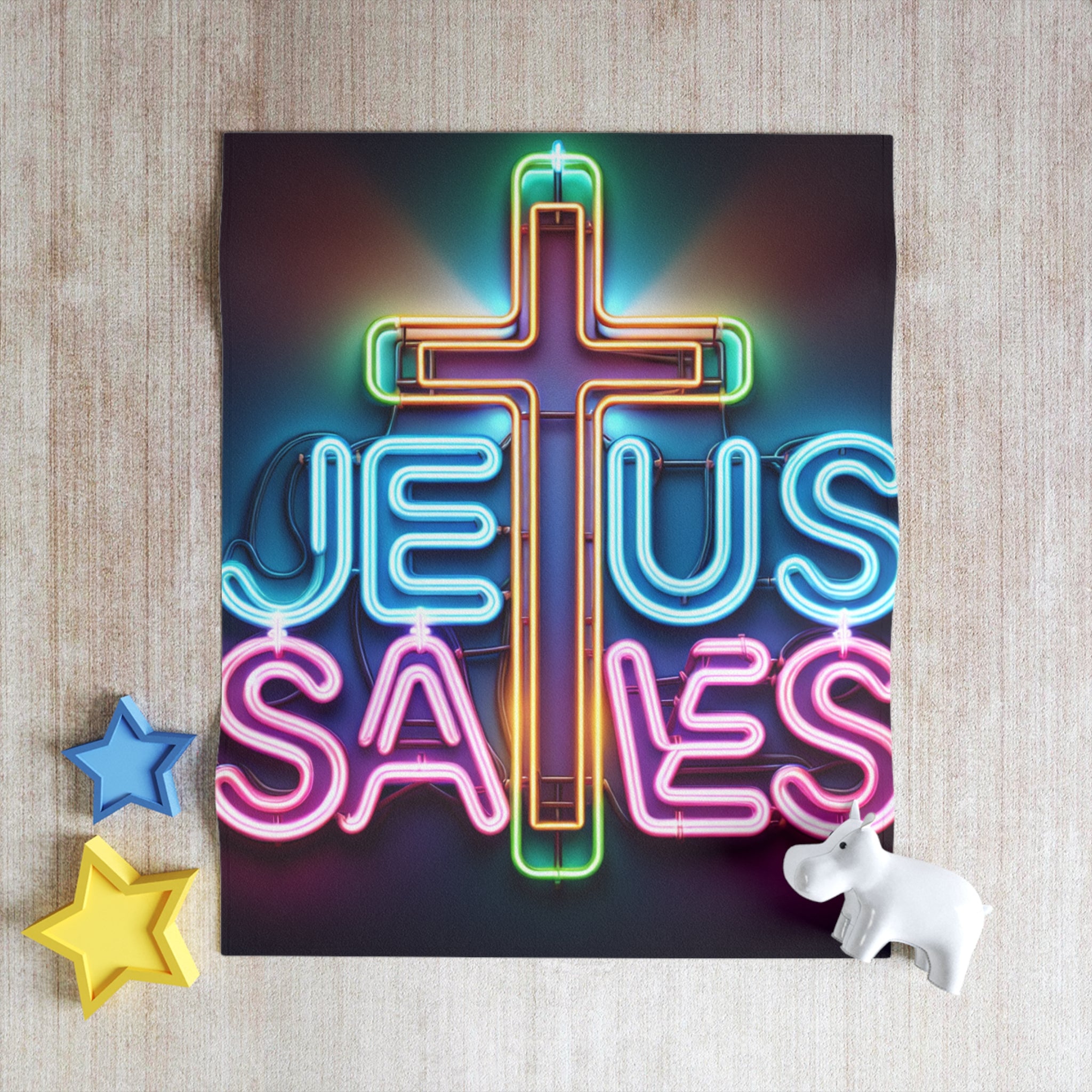 Christian Throw Blanket - Jesus Saves Design