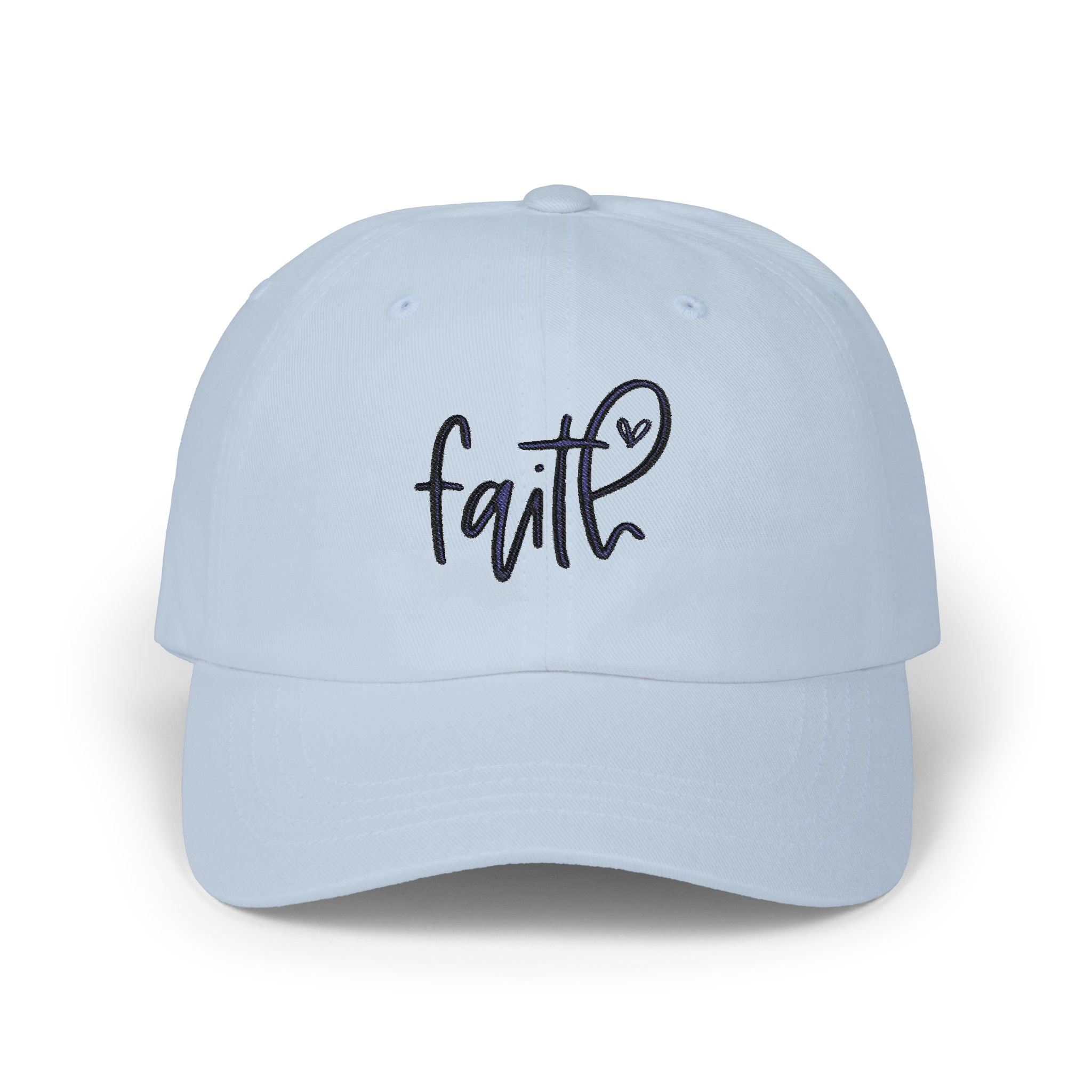 Faith Script Dad Cap — Embroidered Heart Faith Baseball Hat