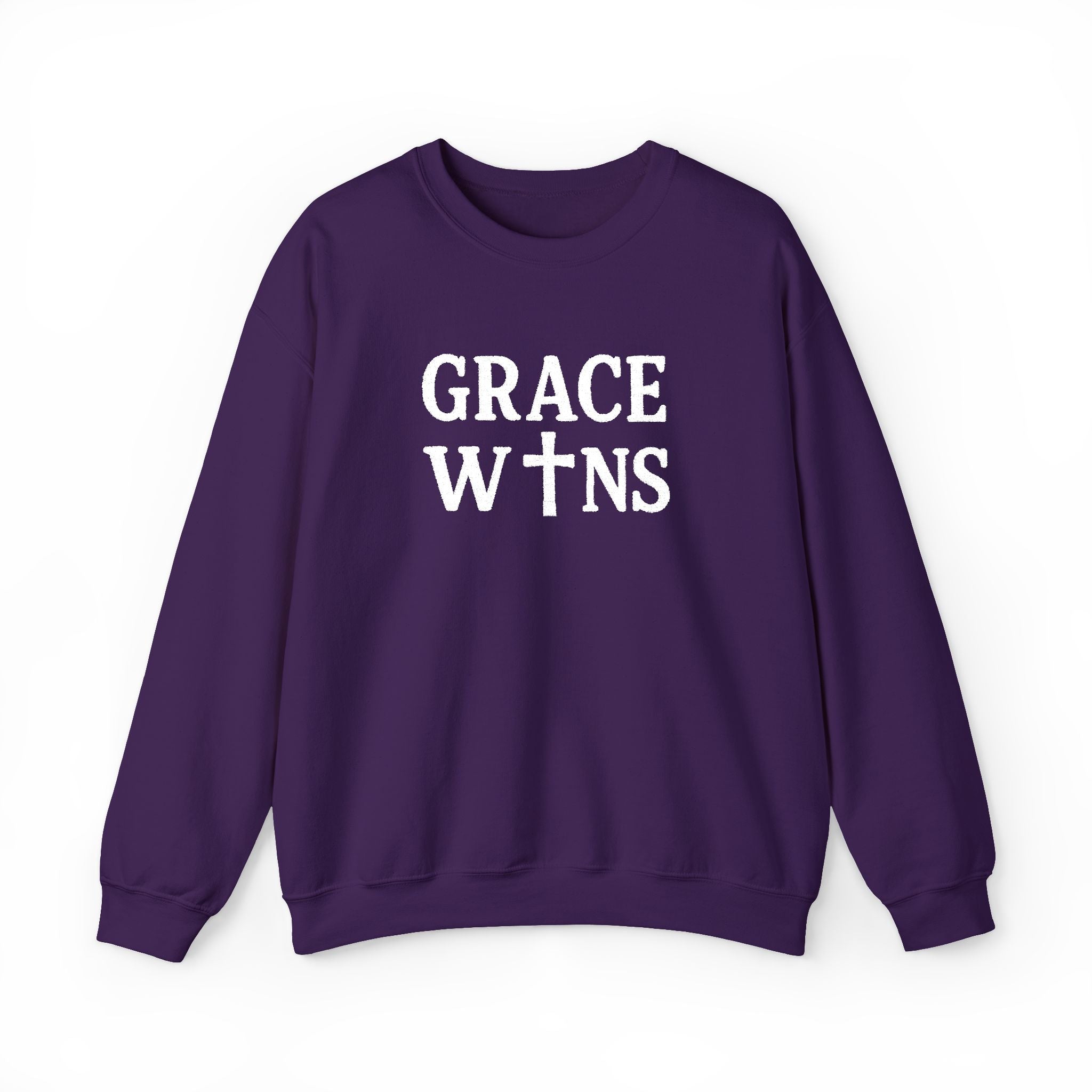 'Grace Wins' Crewneck Sweatshirt — Inspirational Faith Graphic Sweatshirt
