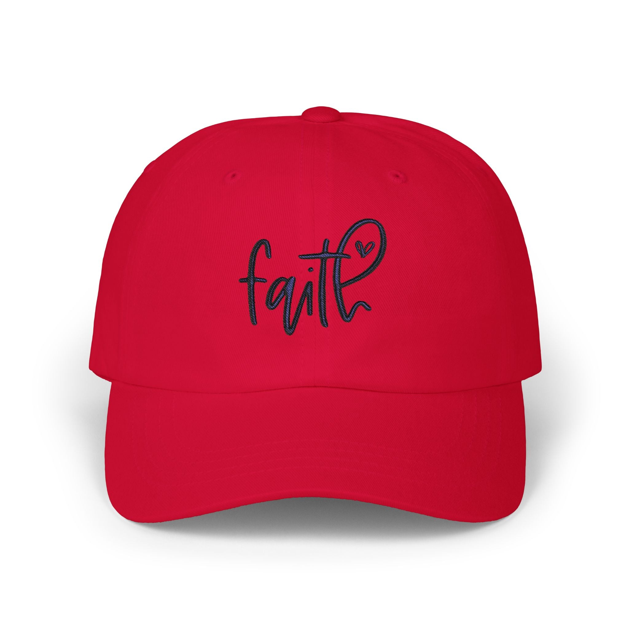 Faith Script Dad Cap — Embroidered Heart Faith Baseball Hat