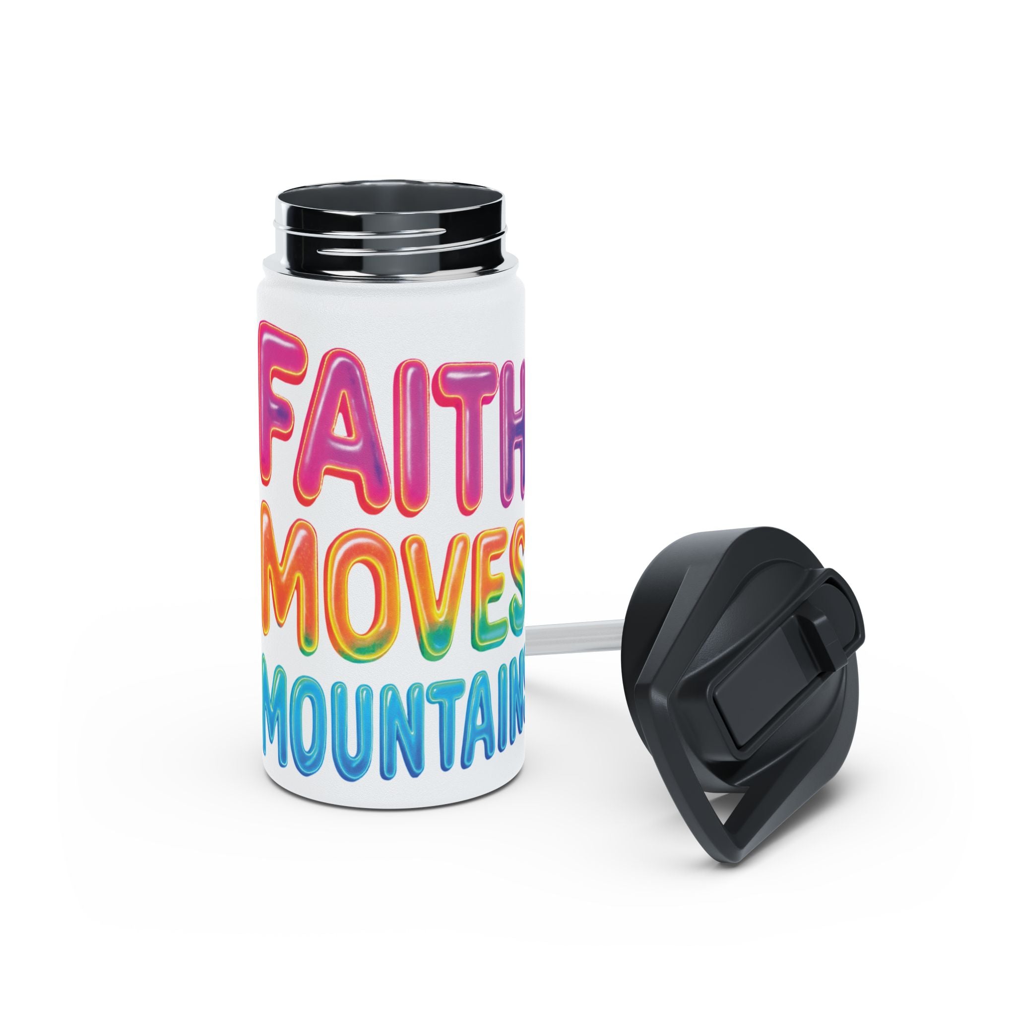 "Faith moves mountains" Stainless Steel Water Bottle - You Are Enough | Eco-Friendly Hydration, Fitness, Gift for Wellness, Inspirational Travel