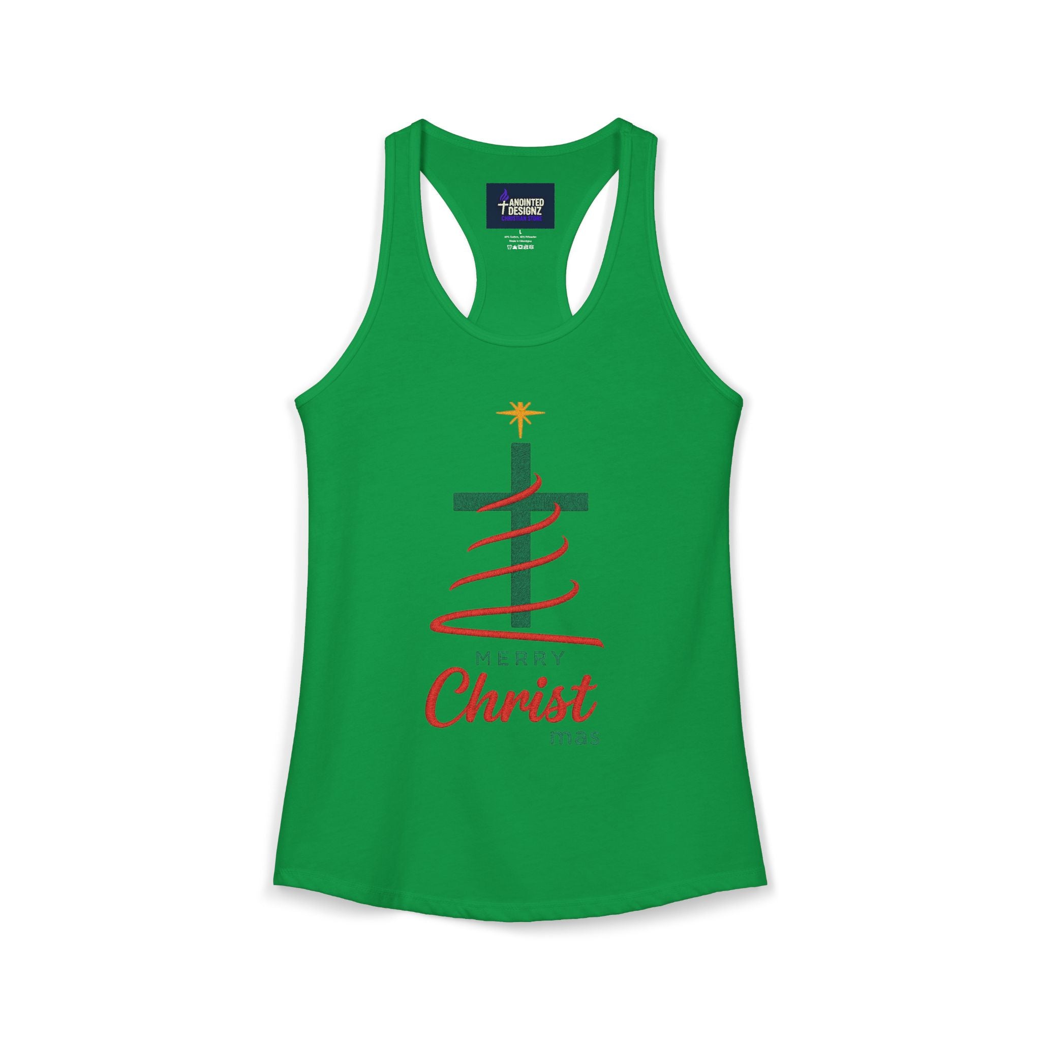 Merry Christ mas Women's Racerback Tank — Festive Holiday Graphic Tank Top