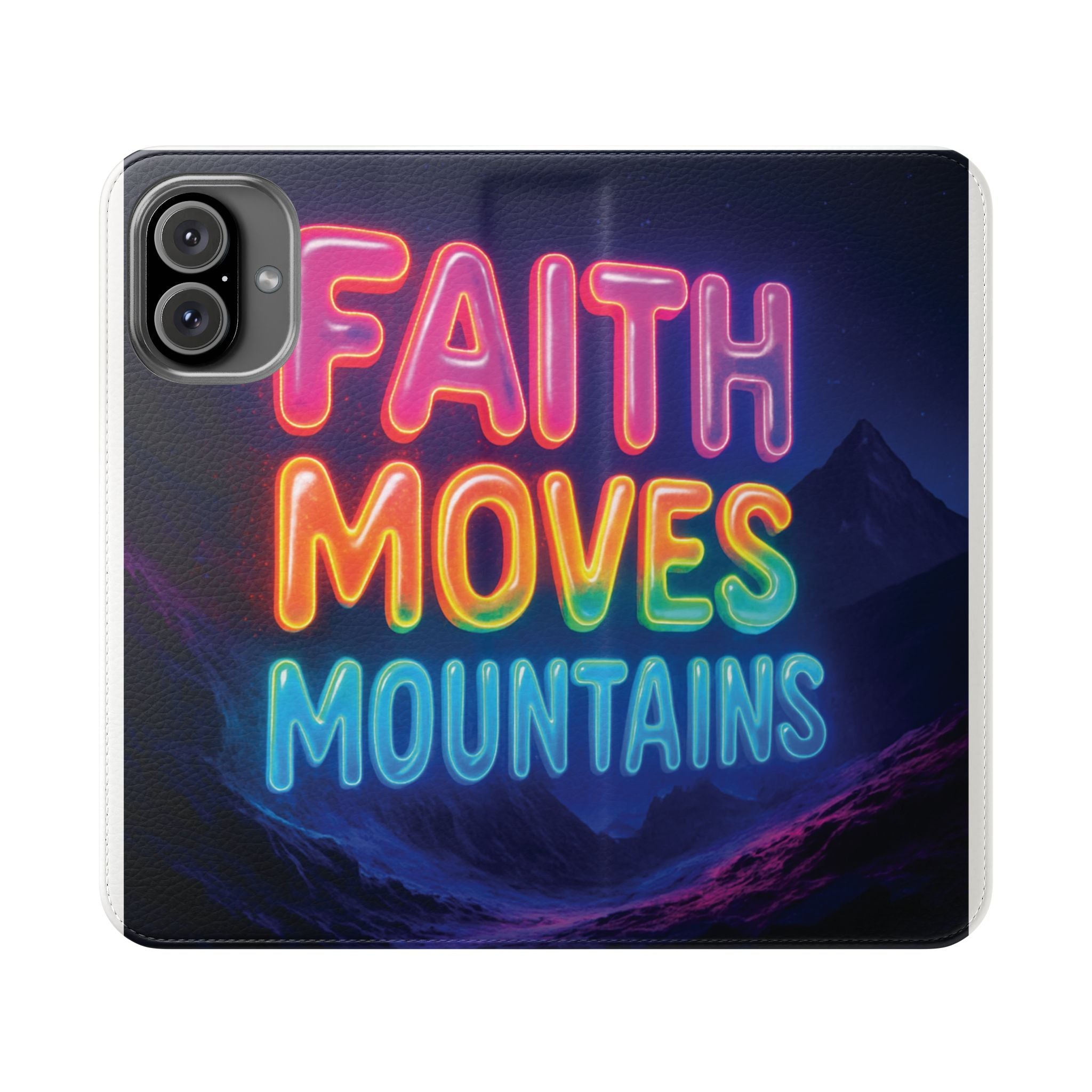 Vibrant Faith Flip Cases with Neon Design, Perfect for Gifts, Inspirational Phone Cover, Trendy Accessory, Motivational Quote Case