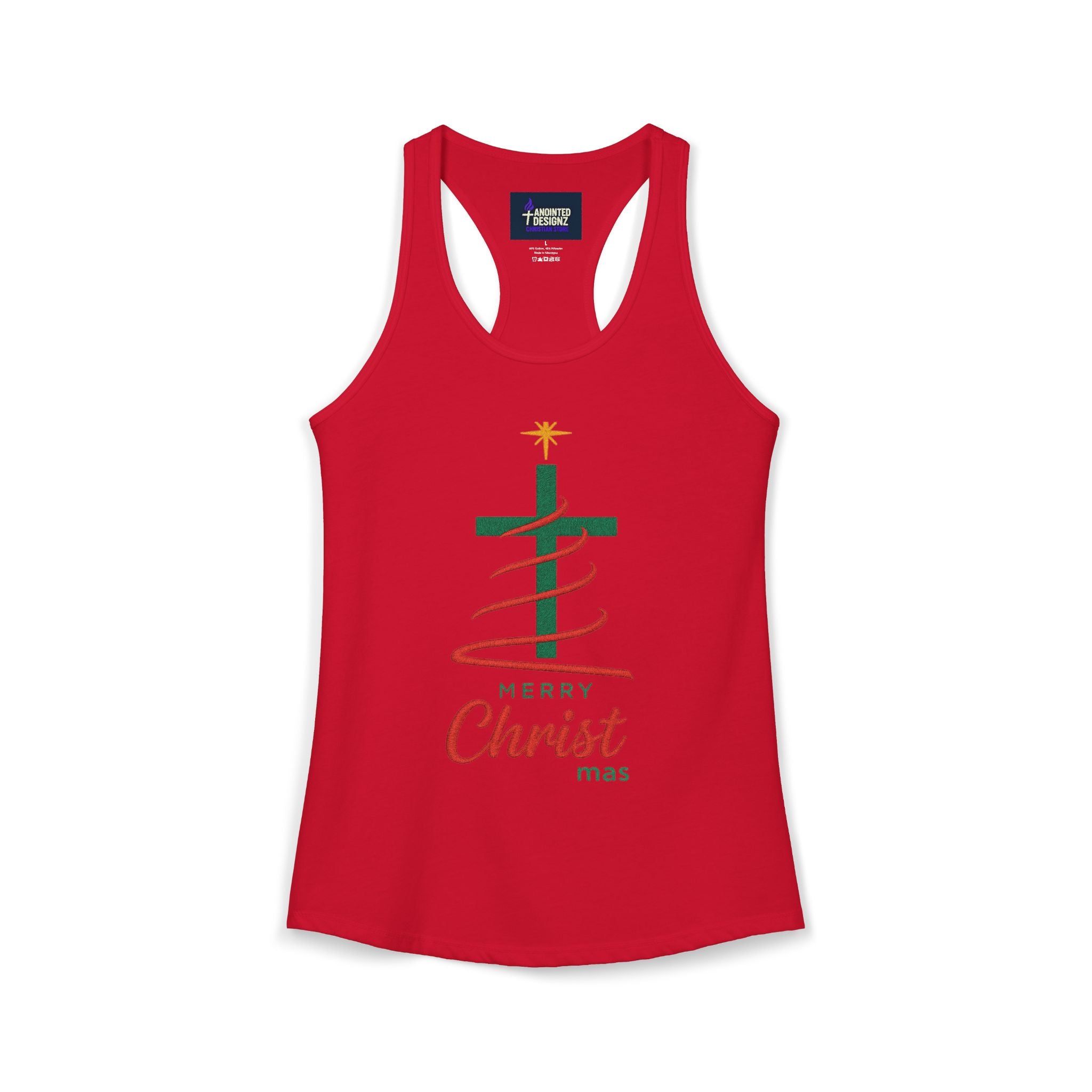 Merry Christ mas Women's Racerback Tank — Festive Holiday Graphic Tank Top
