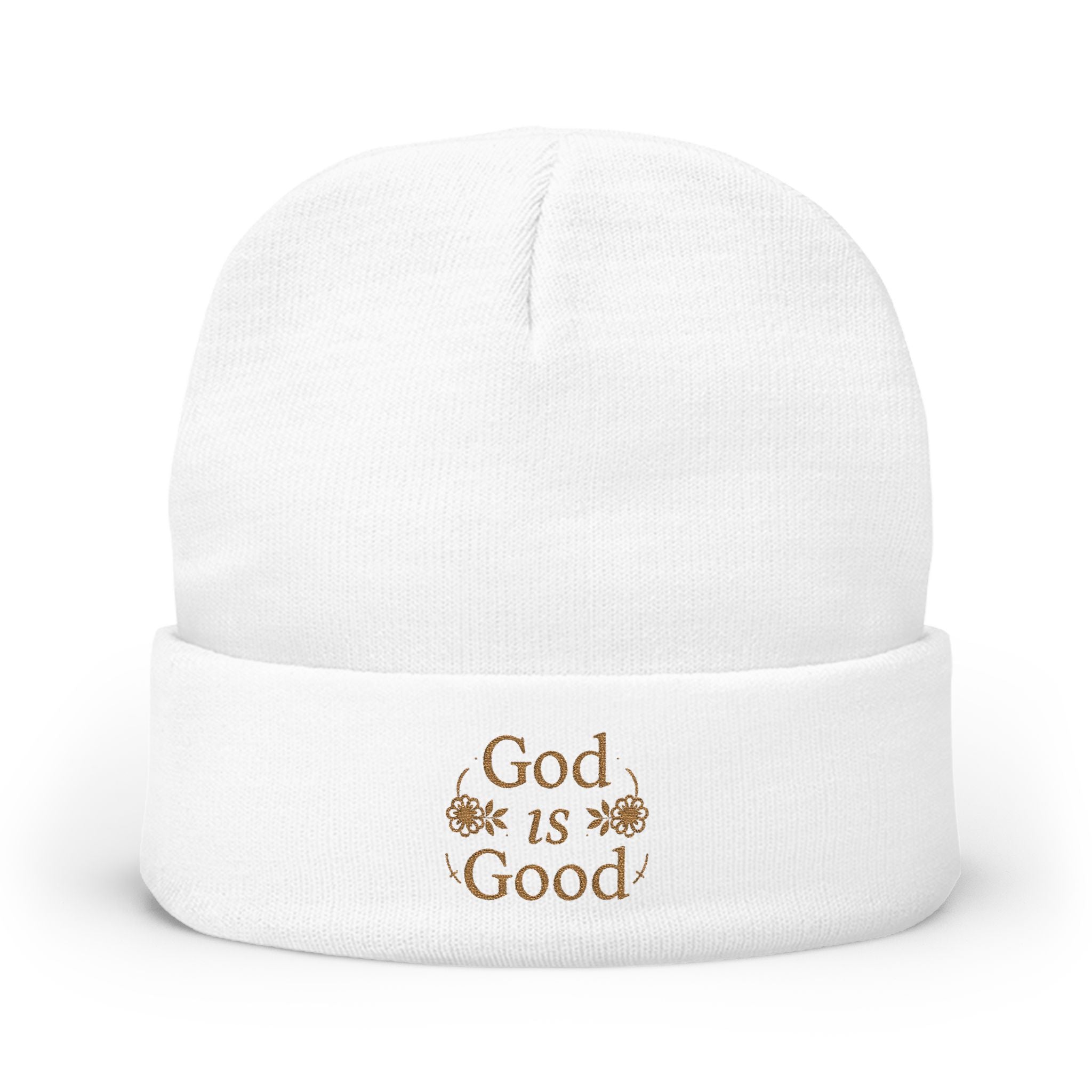 God Is Good Embroidered Knit Beanie