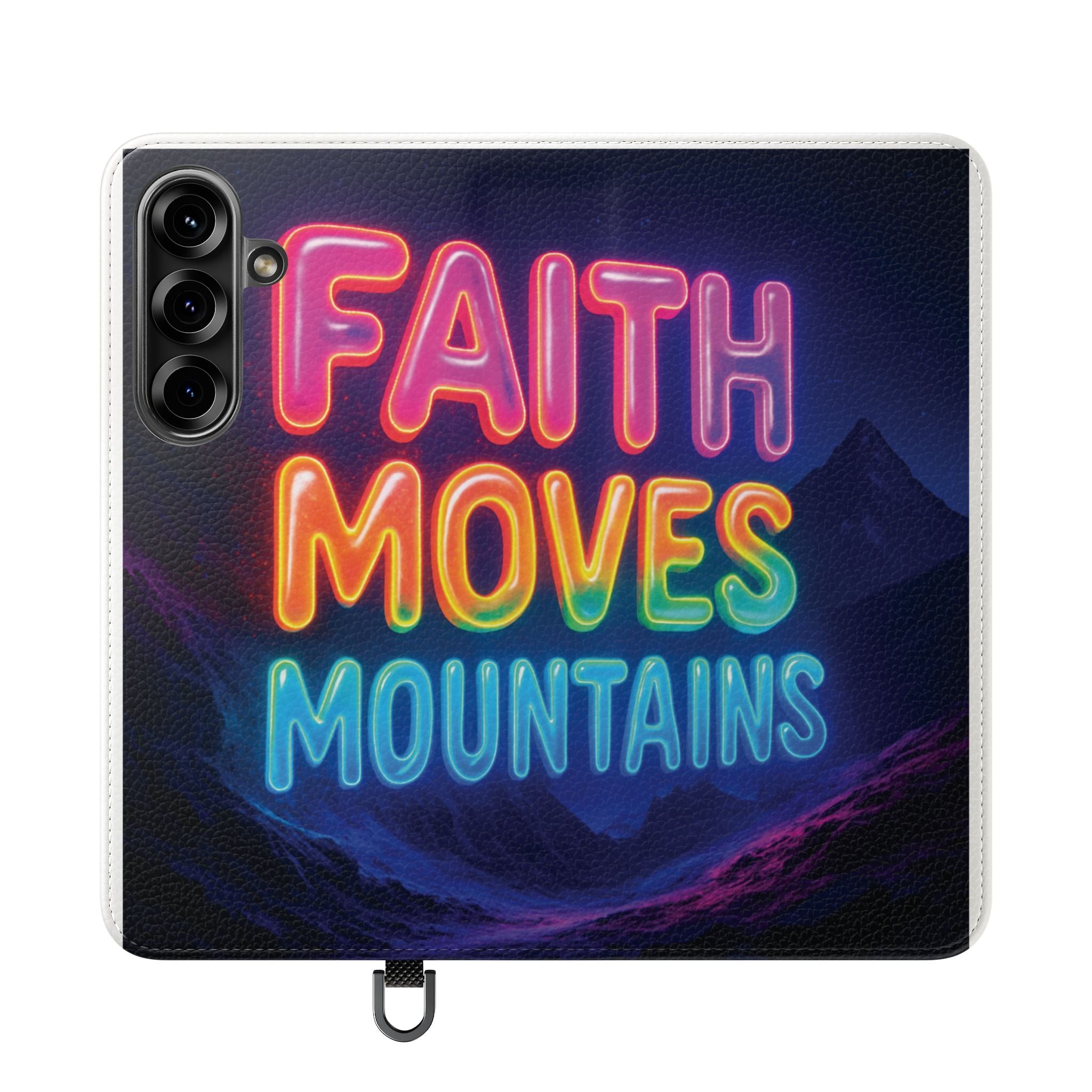 Vibrant Faith Flip Cases with Neon Design, Perfect for Gifts, Inspirational Phone Cover, Trendy Accessory, Motivational Quote Case