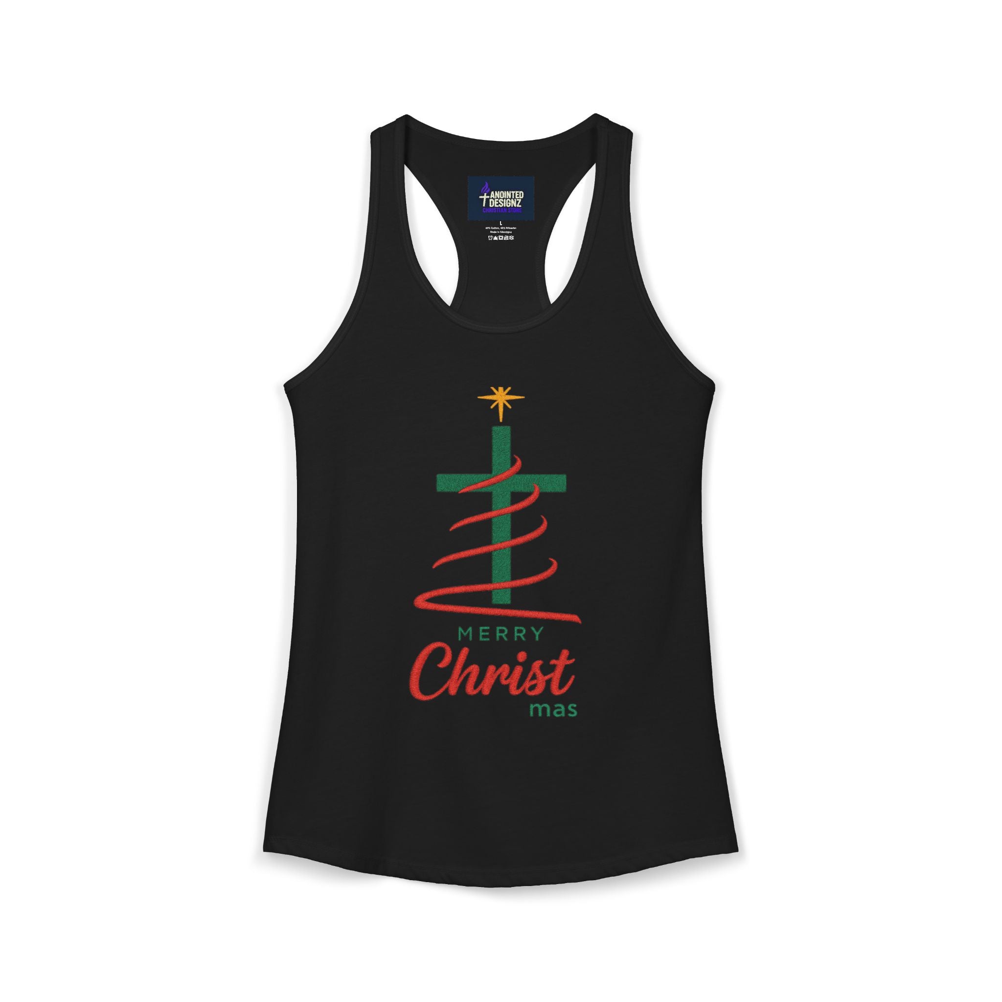 Merry Christ mas Women's Racerback Tank — Festive Holiday Graphic Tank Top