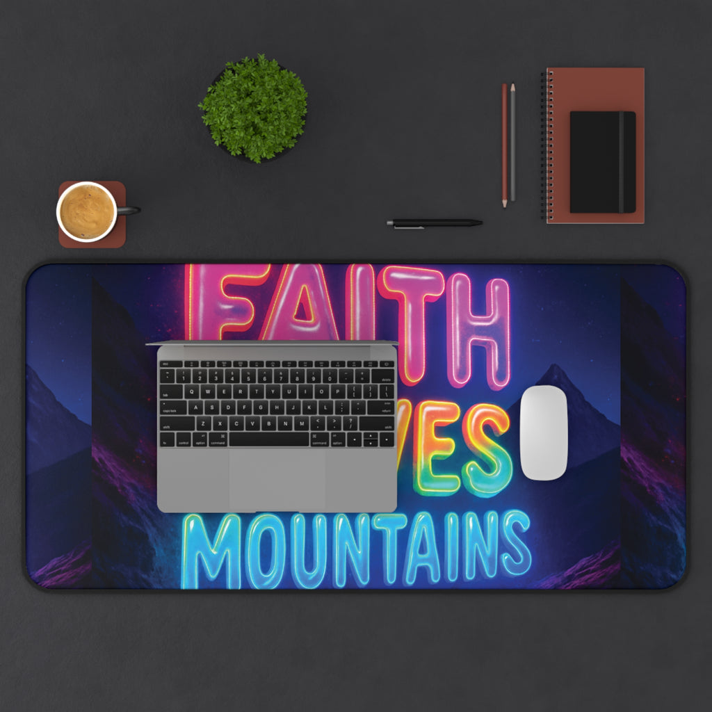 "Faith moves mountains" desk mat