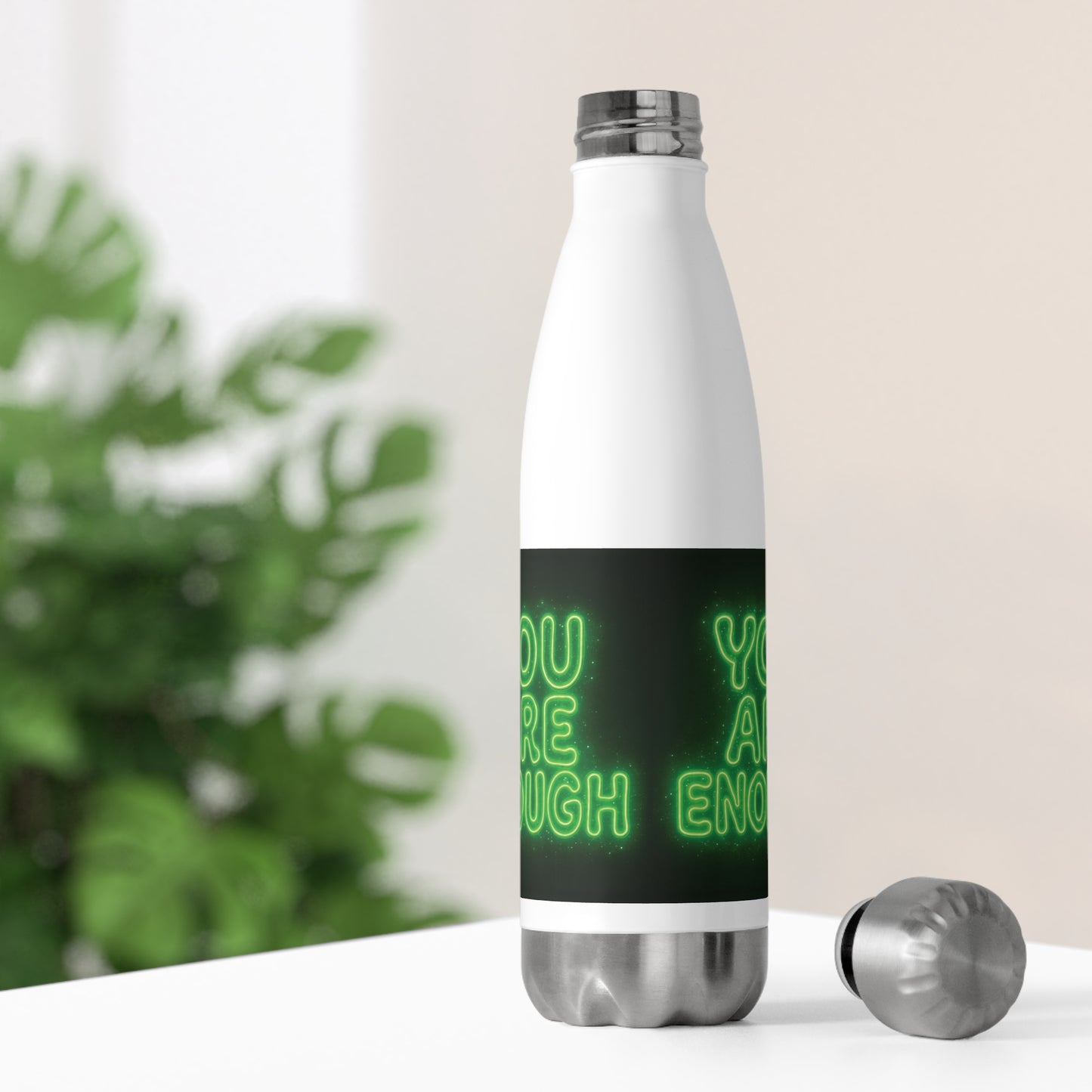 Motivational Insulated Water Bottle with Neon Design, Inspirational Gift, Fitness Companion, Positive Vibes, Eco-Friendly Hydration