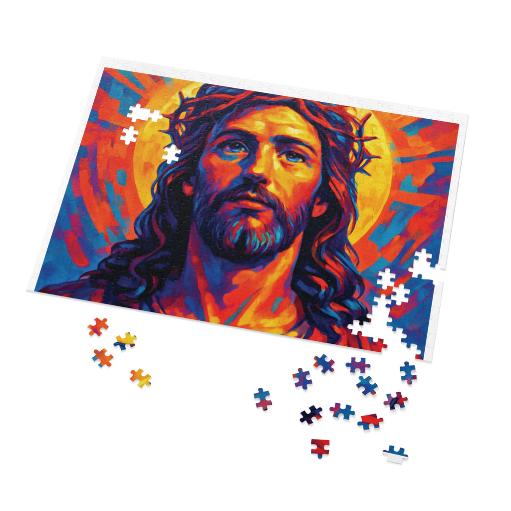 Vibrant Jesus Puzzle, Jigsaw Puzzle Gift, Religious Home Decor, Spiritual Activity, Family Game Night, Educational Fun