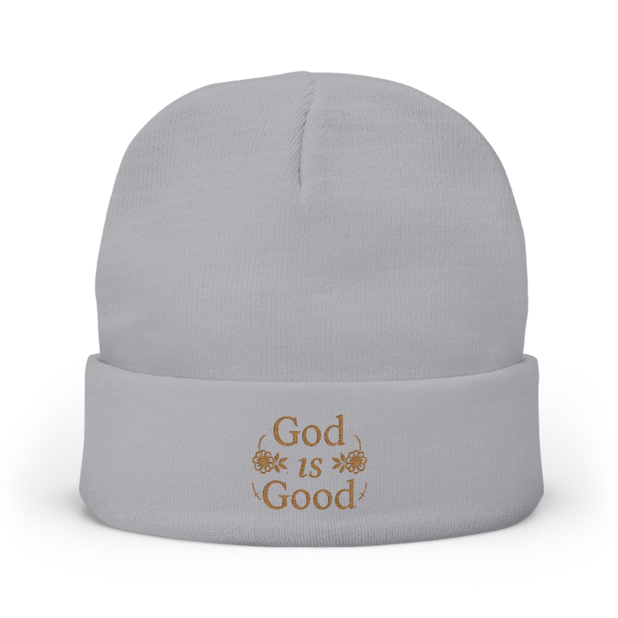 God Is Good Embroidered Knit Beanie