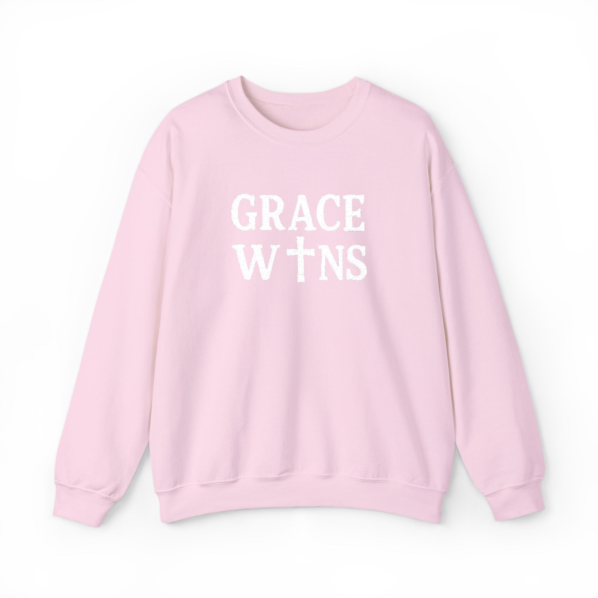 'Grace Wins' Crewneck Sweatshirt — Inspirational Faith Graphic Sweatshirt