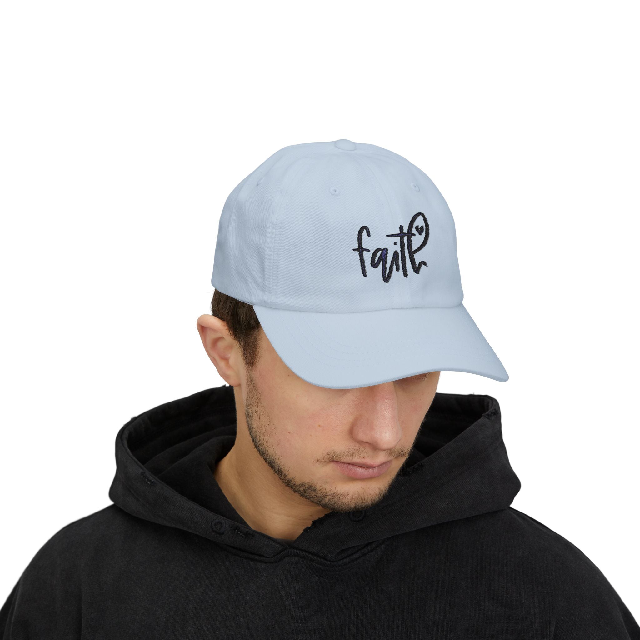 Faith Script Dad Cap — Embroidered Heart Faith Baseball Hat