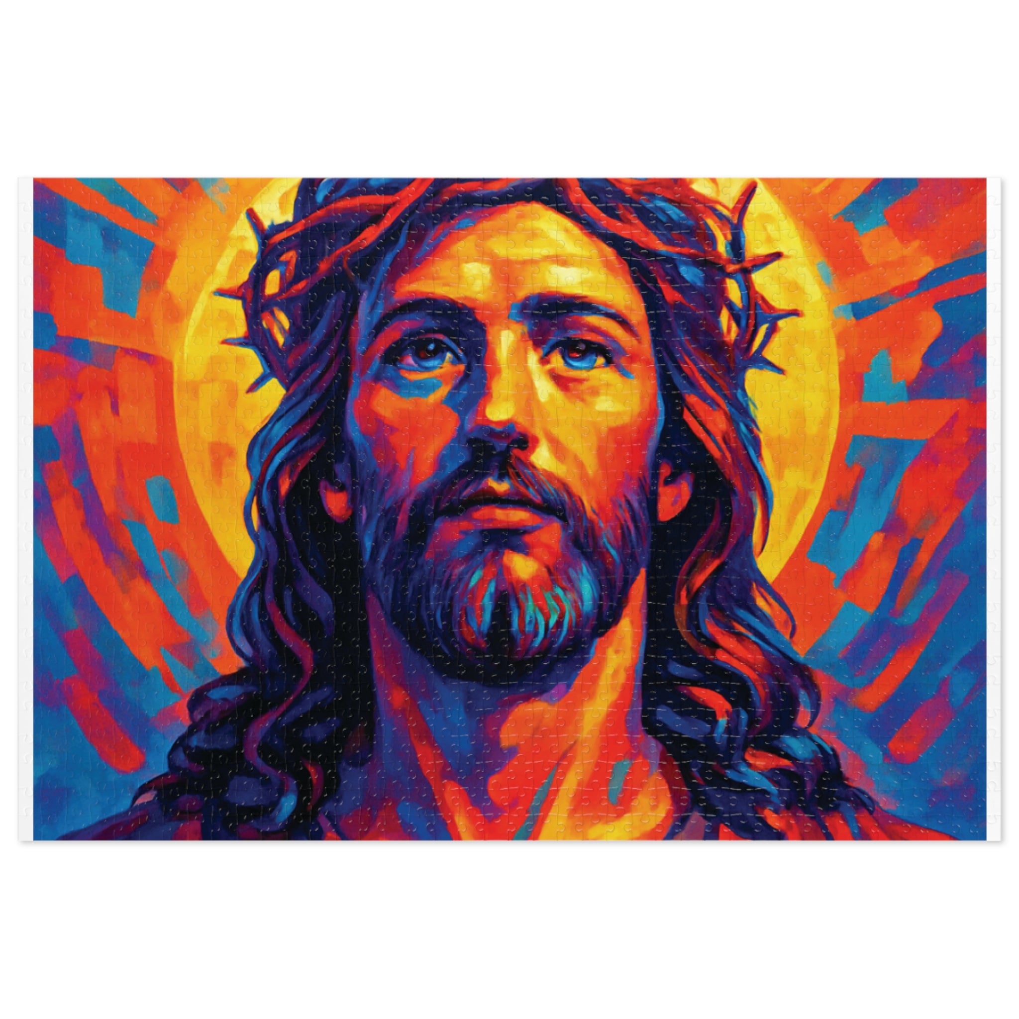 Vibrant Jesus Puzzle, Jigsaw Puzzle Gift, Religious Home Decor, Spiritual Activity, Family Game Night, Educational Fun